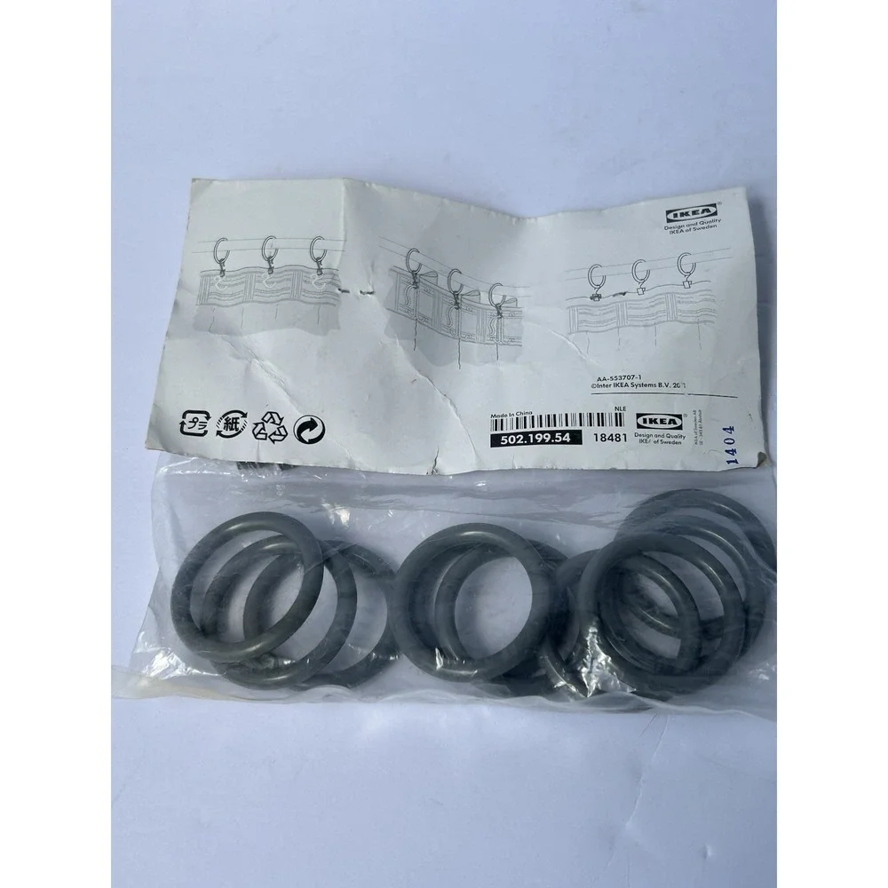 10-PACK Ikea SYRLIG Curtain Ring w/Clip & Hook, Dark Grey 1 1/2